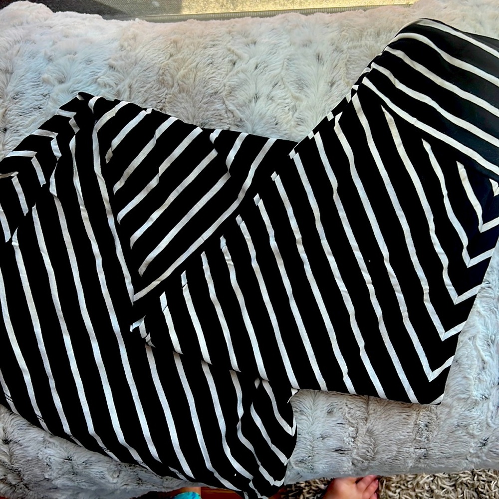 Merona Black/White Asymmetrical Stripe Maxi Skirt